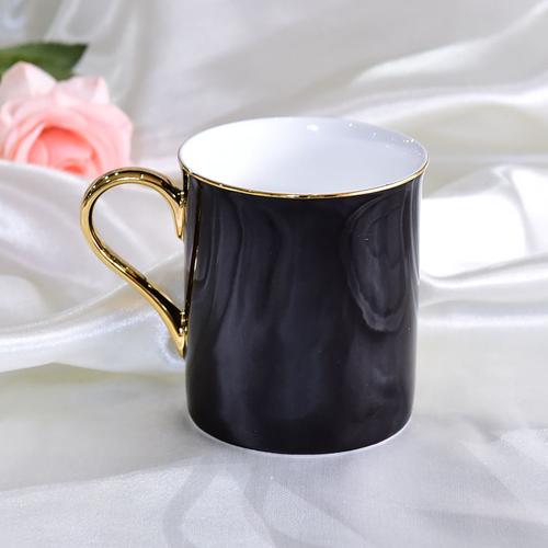 浩新厂家直供骨质瓷金把杯 陶瓷日用百货促销礼品水杯子马克杯.